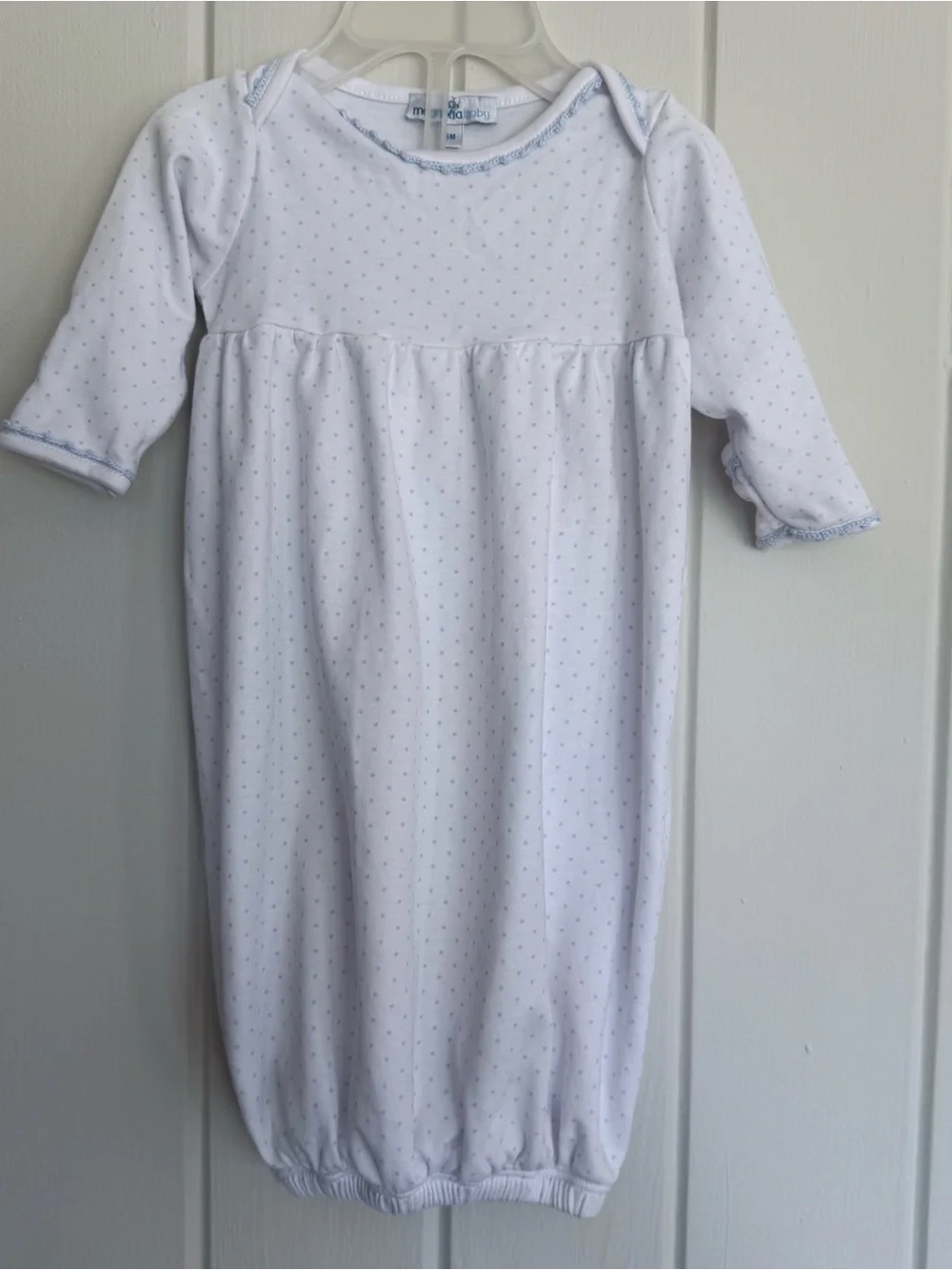 Magnolia Baby White Blue Dot Sleep Sack Infant Gown Newborn Cotton Size SM